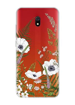 Прозорий чохол на xiaomi redmi 8a :: квіти польові (принт 363)