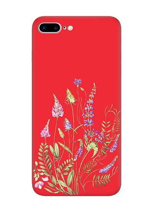 Матовый красный чехол на apple iphone 7 plus / iphone 8 plus :: цветочная идиллия (принт 382)