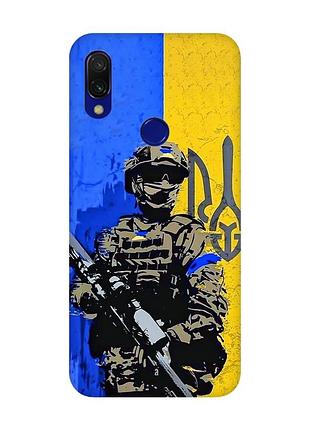 Матовый чехол с розовыми боками на xiaomi redmi 7 :: солдат /патриотический /принт 350/