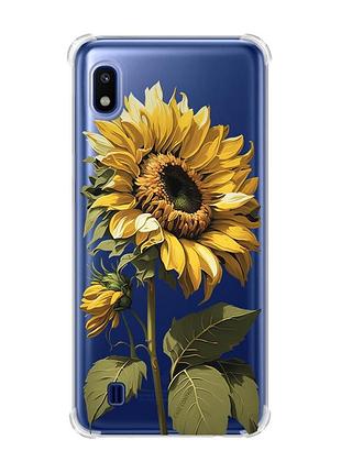 Чехол с утолщёнными углами для samsung galaxy a10 (2019)/a105 :: подсолнечник (принт 274)