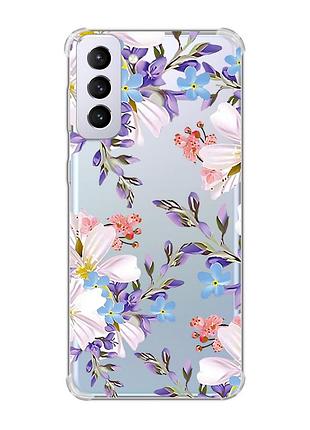 Чехол с утолщёнными углами на samsung galaxy s21 plus :: цветочный рисунок (принт 272)