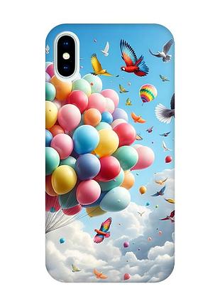 Матовый чехол с розовыми боками на iphone x / xs :: воздушные шарики (принт 365)