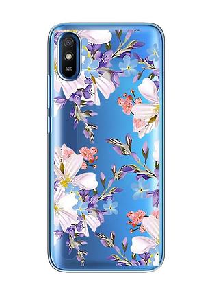 Прозорий чохол на xiaomi redmi 9a :: квітковий малюнок (принт 272)