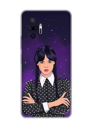 Чохол для xiaomi redmi note 10 pro/10 pro max дівчина з косичками. венздей (принт 208)