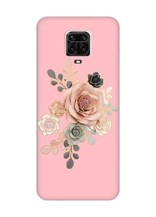 Матовий рожевий чохол на xiaomi redmi note 9 pro / 9s / 9 pro max :: троянди (принт 275)