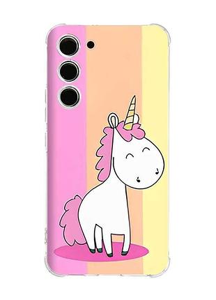 Чехол с утолщёнными углами на samsung galaxy s23 :: единорог (принт 104)