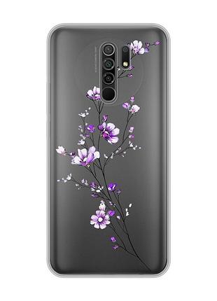 Прозрачный чехол на xiaomi redmi 9 :: веточка цветов (принт 278)