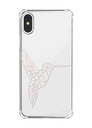 Чехол с утолщёнными углами на iphone x/xs :: колибри (принт 123)
