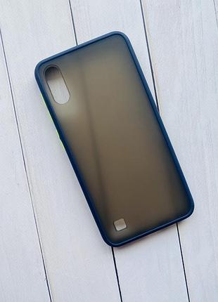 Силиконовый матовый чехол с бампером для samsung a10 (2019) a105 темно-синий