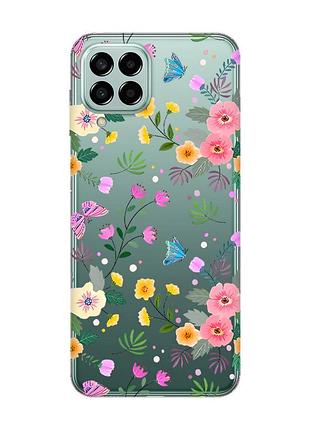 Прозорий чохол на samsung galaxy m33 5g :: квітковий фон (принт 369)