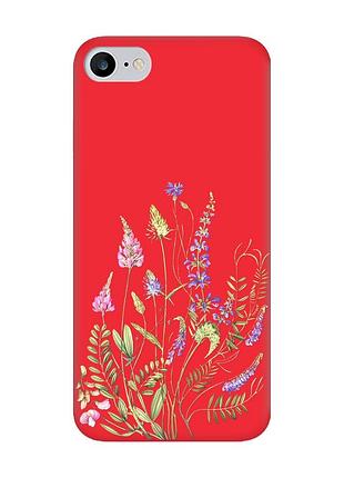Матовий червоний чохол на iphone 7/ iphone 8 :: квіткова ідилія (принт 382)