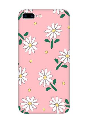 Матовый розовый чехол на apple iphone 7 plus / iphone 8 plus :: ромашки (принт 368)