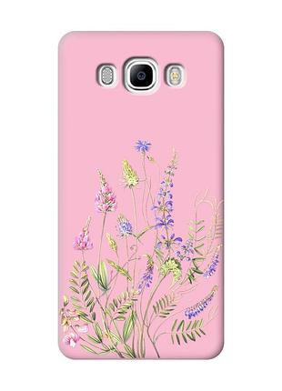 Матовый розовый чехол на samsung galaxy j7(2016) j710 :: цветочная идиллия (принт 382)