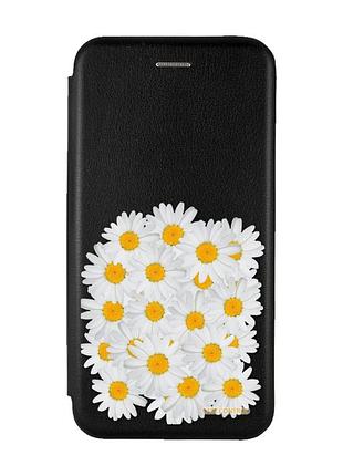 Чехол-книжка с рисунком для xiaomi mi 11 lite чёрный :: букет ромашек (принт 40)