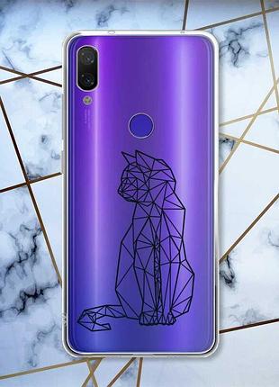 Прозорий чохол на xiaomi redmi note 7/7 pro котик (принт 124)
