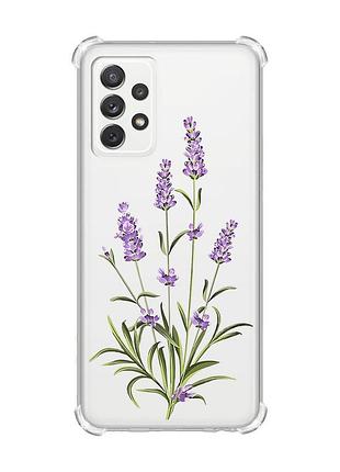 Чехол с утолщёнными углами на samsung galaxy a72 :: веточки лаванды (принт 266)