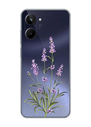 Прозрачный чехол на realme 10 4g :: веточки лаванды (принт 266)