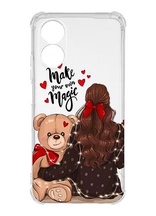Чехол с утолщёнными углами на oppo a17 :: девушка с мишкой (принт 188)