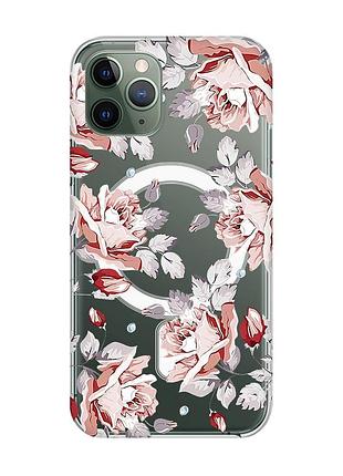 Магнитный чехол на iphone 12/12 pro с поддержкой magsafe :: фон розы (принт 273)