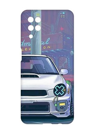 Матовый чехол с розовыми боками на samsung galaxy a12 :: авто аниме (принт 239)