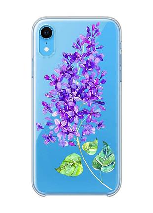 Прозрачный чехол на iphone xr :: веточка сирени (принт 280)