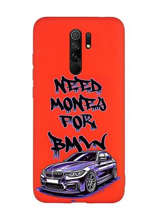 Матовый красный чехол на xiaomi redmi note 8 pro хочу бмв (принт 386)