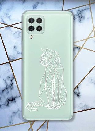Прозрачный чехол на samsung galaxy a22 4g / m22 / m32 кошечка принт 125