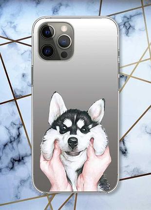 Прозрачный чехол на iphone 12 pro max :: мордочка (принт 121)