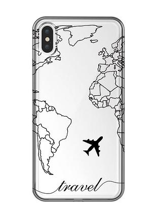 Прозорий чохол на iphone xs max :: карта. контур (принт 330)