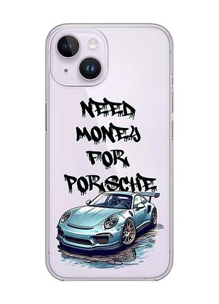 Прозорий чохол із захистом камери на iphone 14 :: хочу порше (принт 385)
