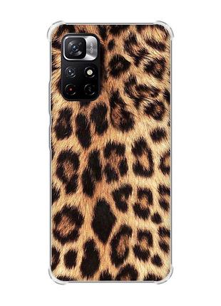 Чехол с утолщёнными углами для xiaomi redmi note 11 5g :: леопардовый дизайн (принт 383)
