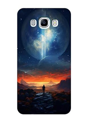 Чохол з бірюзовими боками на samsung galaxy j7(2016) j710 :: космос (принт 247)
