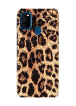 Матовый чехол на samsung galaxy m30s/m21 :: леопардовый дизайн (принт 383)