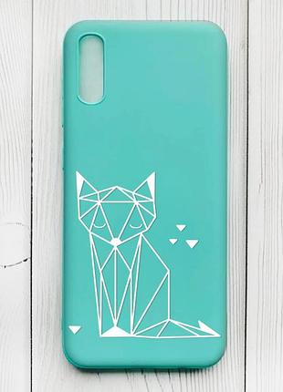 Матовый бирюзовый чехол на xiaomi redmi 9а :: лиса (принт 127)