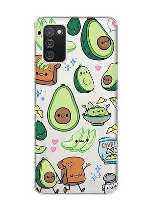 Прозрачный чехол для samsung galaxy a02s :: милашки авокадо каваи (принт 305)