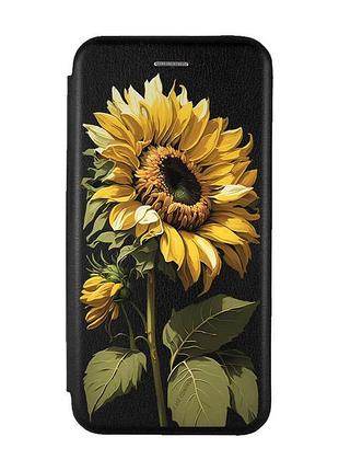 Чехол-книжка с рисунком на iphone x/xs :: черный :: подсолнечник (принт 274)