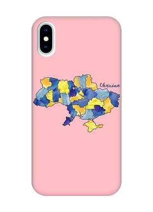 Матовий рожевий чохол на iphone x / xs :: карта україни (принт 261)