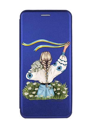 Чехол-книжка с рисунком для samsung galaxy а10s / a107 синий :: девушка с лентой (принт 17)