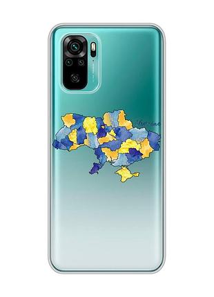Прозрачный чехол на xiaomi redmi note 10 / note 10s :: карта украины (принт 261)