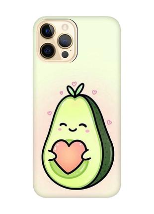 Матовый чехол с черными боками на iphone 12 pro max :: кавай авокадо с сердечком (принт 310)