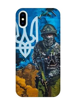 Матовий чохол з рожевими боками на iphone x / xs :: військовий (патріотичний принт 349)
