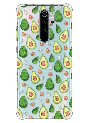 Чохол з потовщеними кутами на xiaomi redmi note 8 pro :: авокадо з котиками (принт 301)