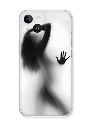 Чехол с защитой камеры на iphone 14 :: силуэт девушки (принт 66)