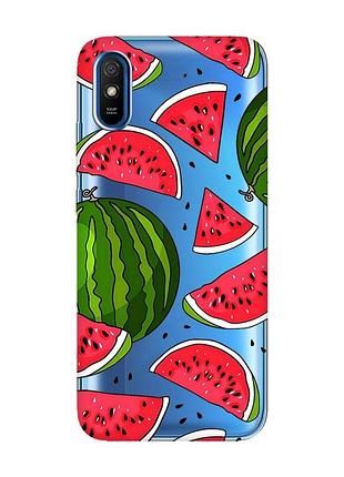 Прозрачный чехол на xiaomi redmi 9a :: арбузы (принт 341)
