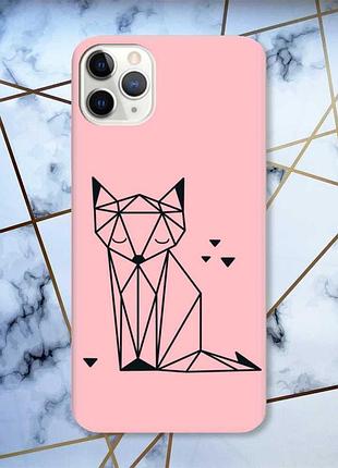 Матовый розовый чехол на iphone 11 pro :: лиса (принт 126)