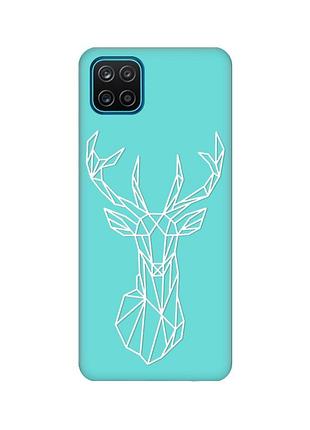 Матовый бирюзовый чехол для samsung galaxy a12 :: олень (принт 129)