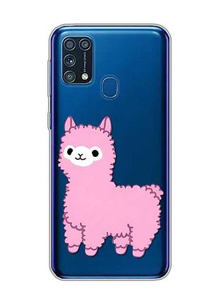 Прозорий чохол на samsung galaxy m31 :: лама рожева (принт 100)