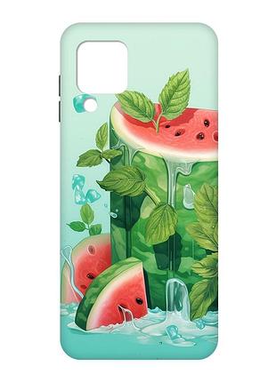 Матовый чехол с черными боками на samsung galaxy m32/a22/m22 4g :: арбузный айсберг (принт 339)
