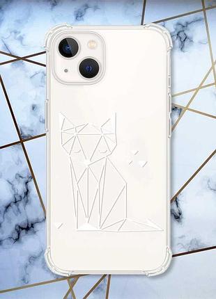 Прозорий чохол із потовщеними кутами на iphone 14 plus лисиця (принт 127)