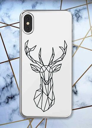 Прозрачный чехол на iphone x/xs :: олень (принт 128)